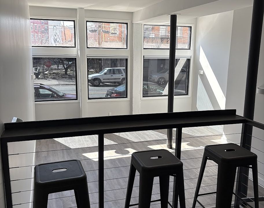 Massive space to entertain, 12 foot ceilings. Bar stools included.