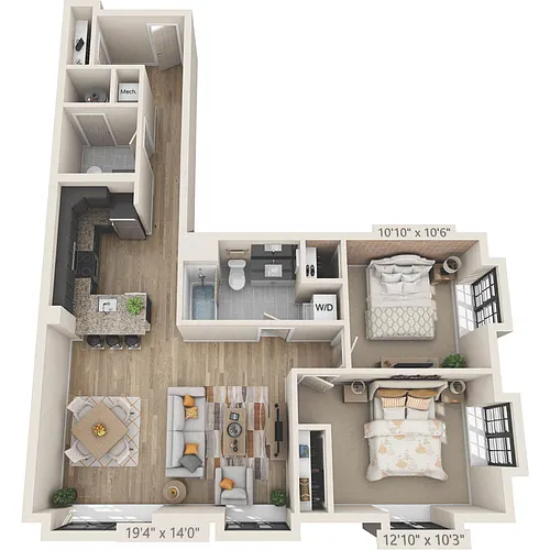 Floor plan 2 Bed 1.5 Bath