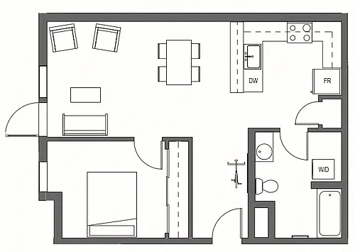 Floor plan One Bedroom - A4