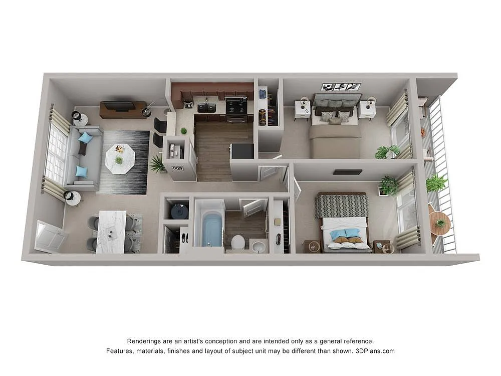 Floor plan 2 bed 1 bath Classic