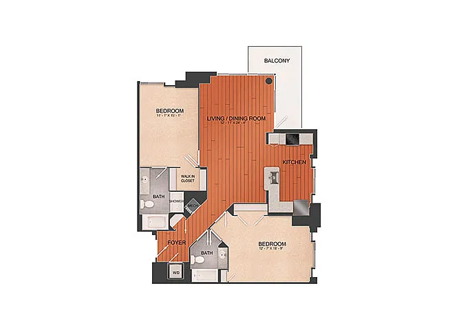 Floor plan 2 Bed 2 Bath