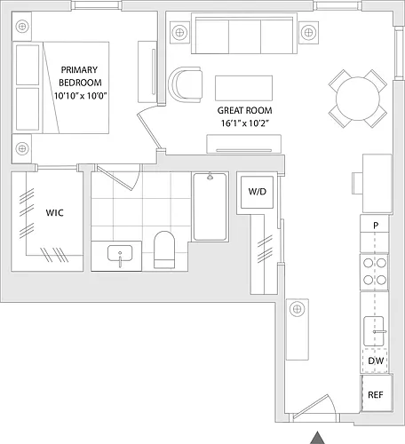 Floor plan 1 BR F