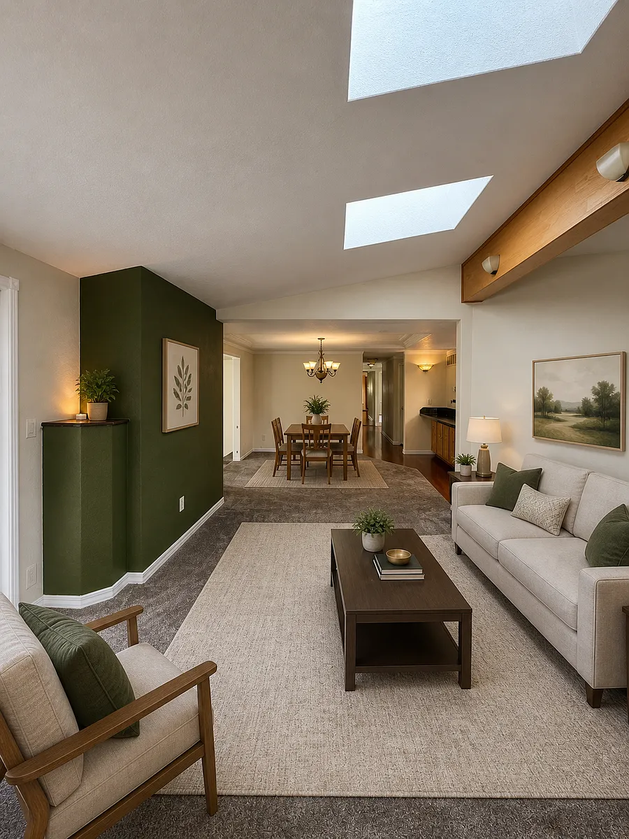 Entry sitting room and dining room. 

Images are virtually staged using AI to showcase the home's potential. Actual layout and finishes are accurate; furnishings are not included. - 922 Rees Hill Rd SE