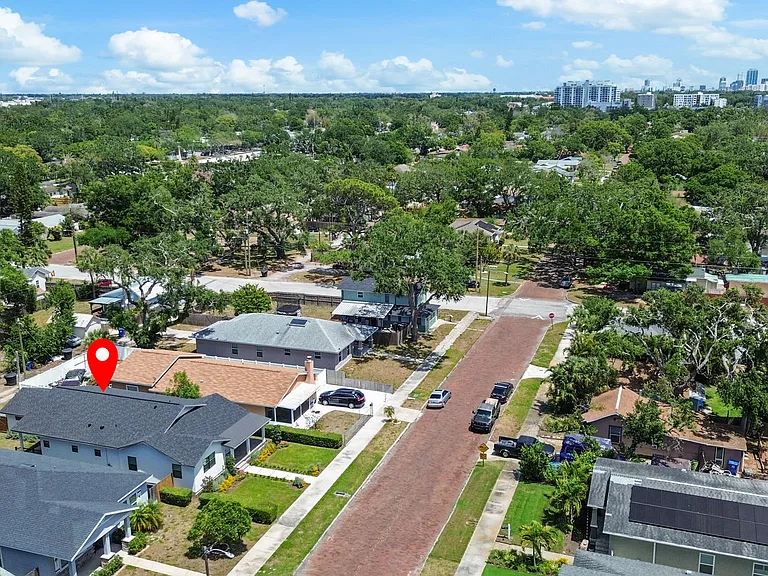 Drone photo from above- Downtown St. Pete in background