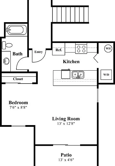Studio floor plan Eight Towncenter