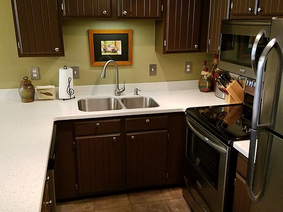 Solid surface counter tops.