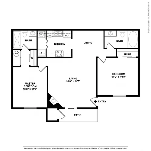 Floor plan 2 Bed, 2 Bath B2