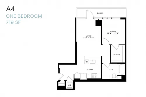 Floor plan One Bedroom A4