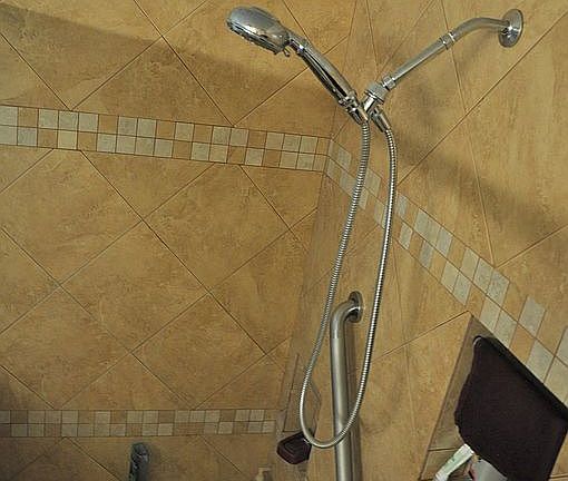 Shower with built in bench