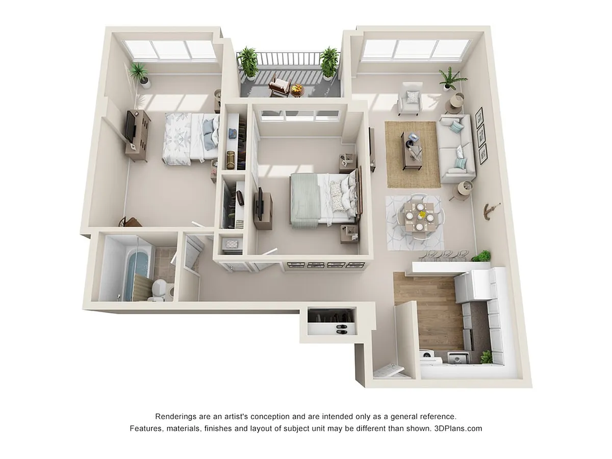 Floor plan 2-Bedroom 1-Bathroom | 815 sqft