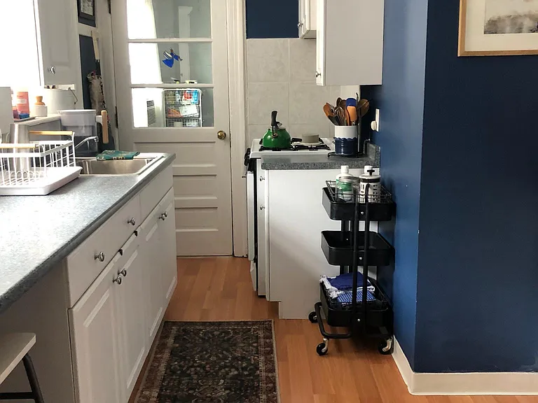 Kitchen from another angle - currently it is painted white
