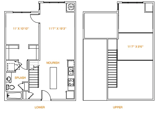 Floor plan 1x1 894 sf Loft Renovated (A9r Loft)