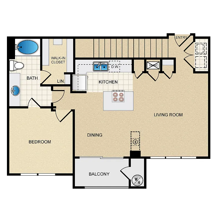 Floor plan One Bedroom A9G