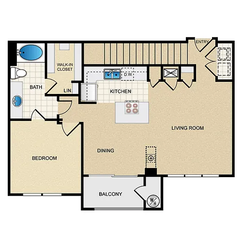 Floor plan One Bedroom A9G