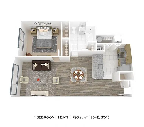 Floor plan One Bedroom-798 sqft