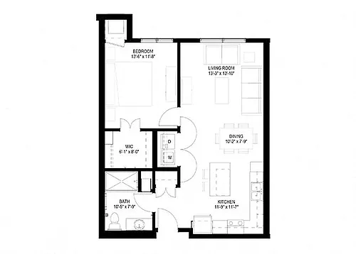 Floor plan One Bedroom - D