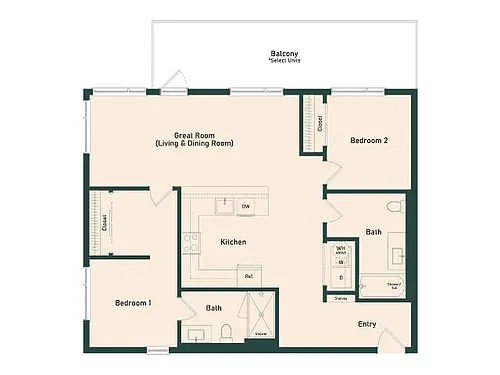Floor plan 2B-1A