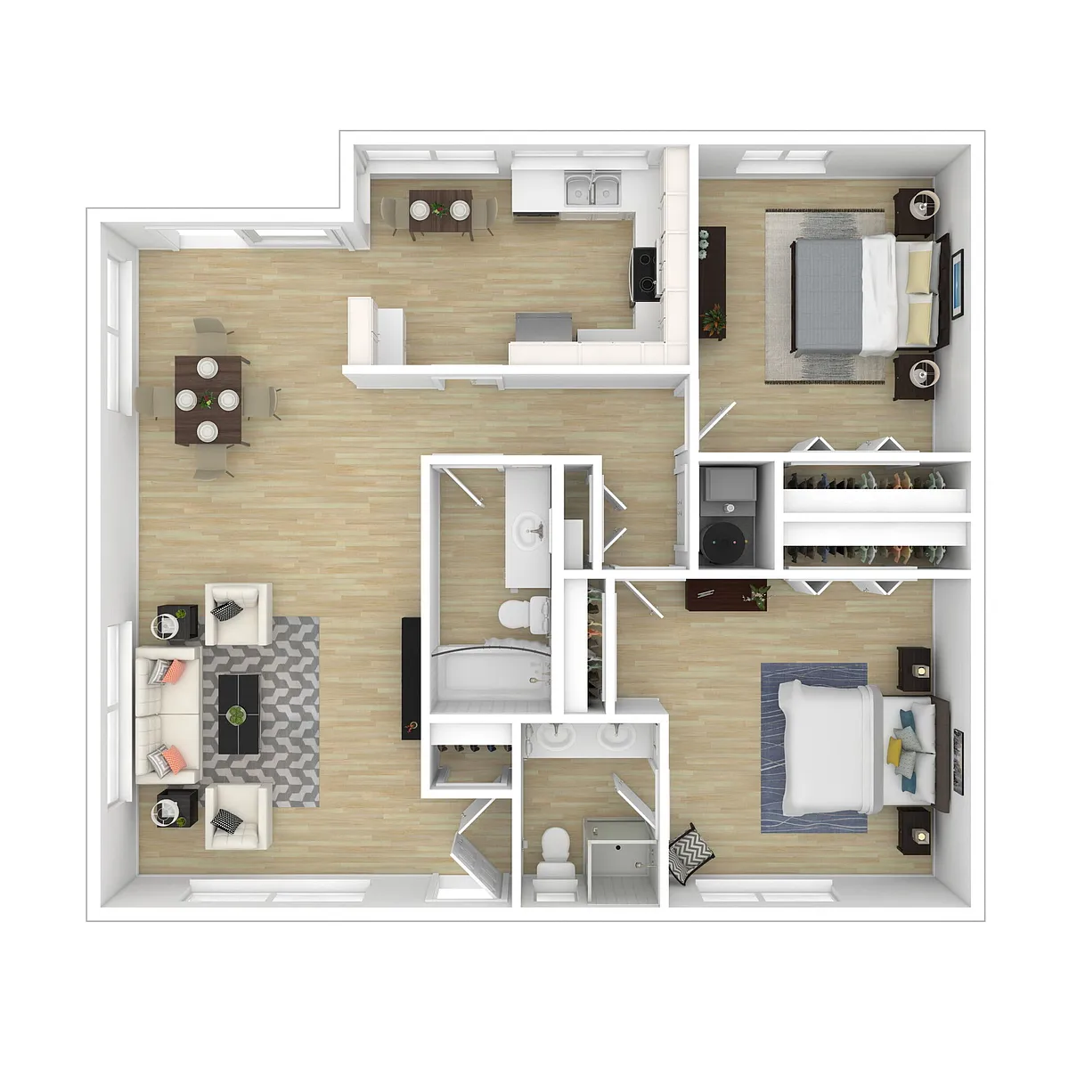 Floor plan Two Bedroom Two Bath