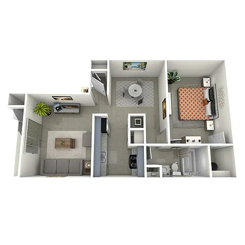 Floor plan 1 Bedroom, 1 Bath