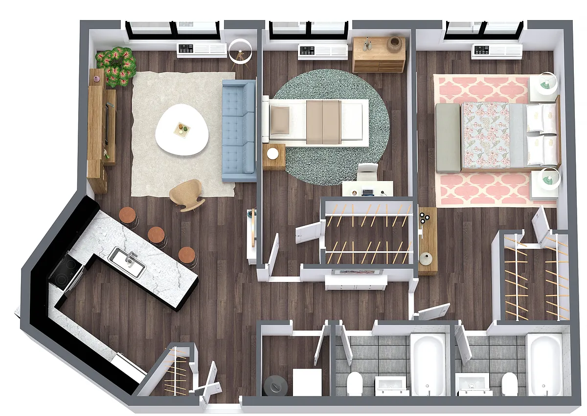 Floor plan 2 Bedroom, 2 Bath