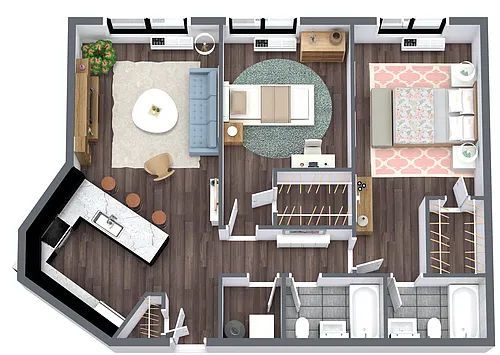 Floor plan 2 Bedroom, 2 Bath