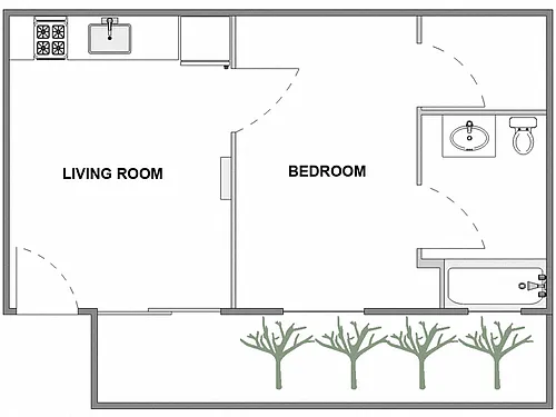 Floor plan 1 Bed / 1 Bath: Type A