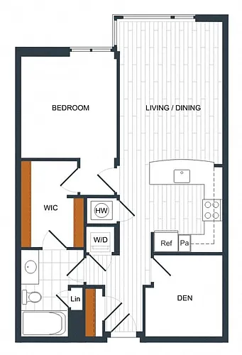 Floor plan 1D1 - One Bedroom W/ Den