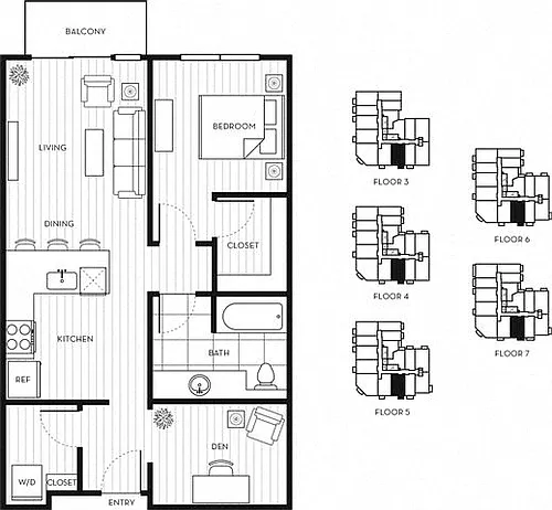 Floor plan 1x1+D D