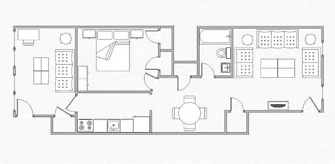 Floor plan 1 Bedroom + Den