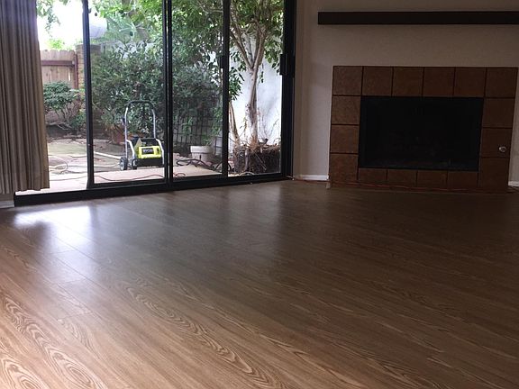 Living room looking into private front courtyard