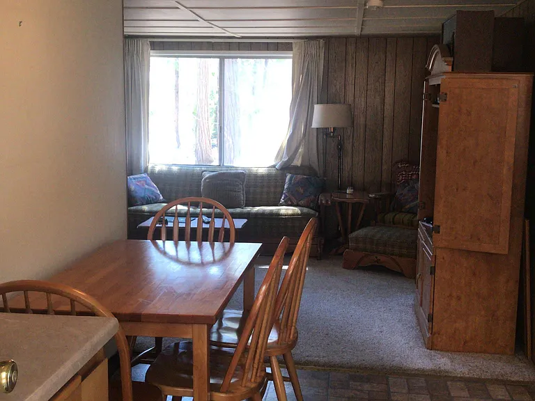 Table has been removed. Big window in background looks out over deer trail. Lots of activity.
Picture was taken before interior paint job. Walls are now white.