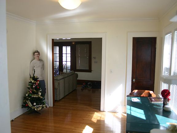 Formal dining room. Refinished hardwood floors.