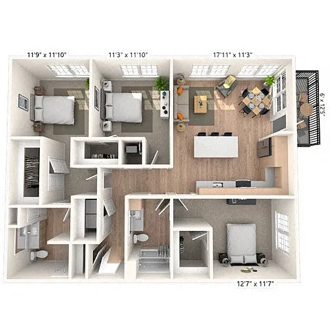 Floor plan C1 3x2 1320 SF