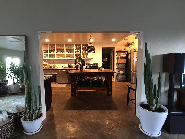 View into kitchen from living room