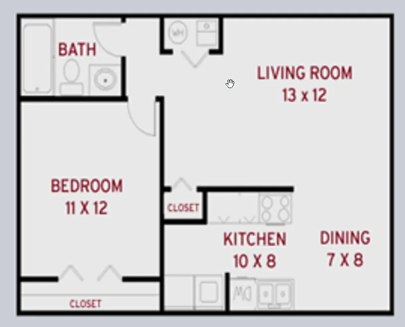 Floor plan 1 Bed 1 Baths