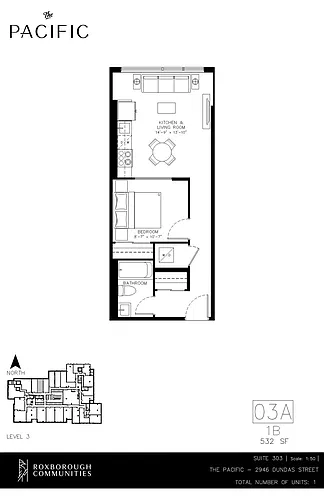Floor plan 1 bedroom 1 bath 1 Bed 1 Bath 3