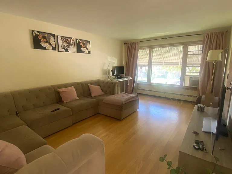 Large, bright living room with Hardwood Floors
