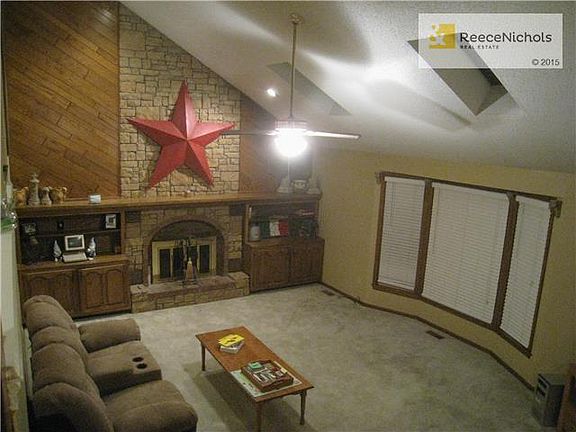 Vaulted ceiling and skylights.