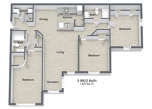 Floor plan Three Bedrooms
