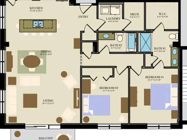 Suites 111, 211, 311 Plan, 117 On The Boulevard