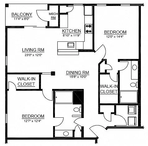 Floor plan B3 2 Bed 2 Bath