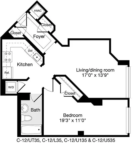 Floor plan 1 Bedroom Q