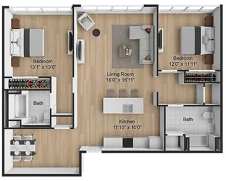 Floor plan 1 Bedroom - North