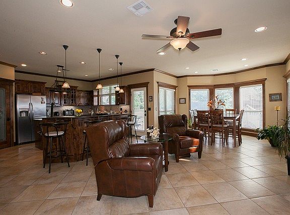 View of family room and kitchen