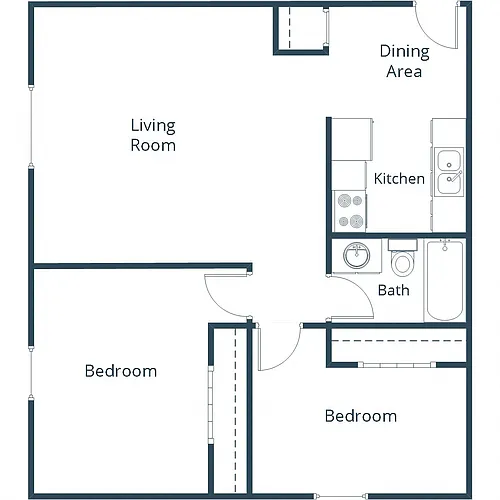 Floor plan Two Bedroom 21C