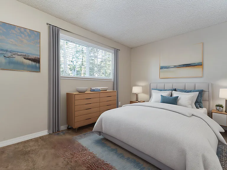Experience serene comfort in this beautifully decorated bedroom, perfect for relaxation. Experience serene comfort in this beautifully decorated bedroom, perfect for relaxation.