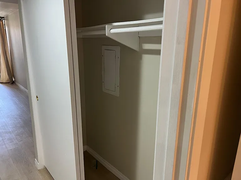 Hanging rods in closets.