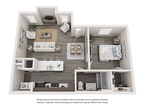 Floor plan Apex II One Bedroom Downstairs