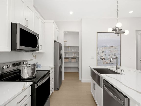 Gorgeous kitchen with decorative lighting