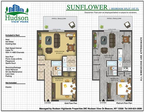 Floor plan 1 BR Sunflower 1st floor Split